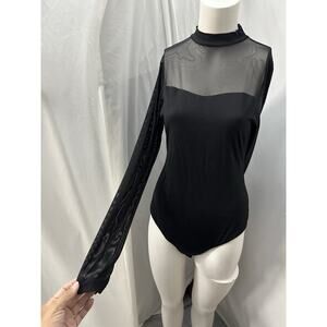 Avidlove Women's Short Sleeve Bodysuit Turtle Neck Body Suits Mesh Size XL
